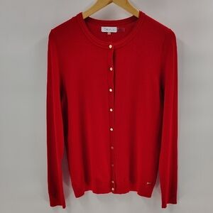 Calvin Klein Button Up Sweater Size Large Red Gold Buttons